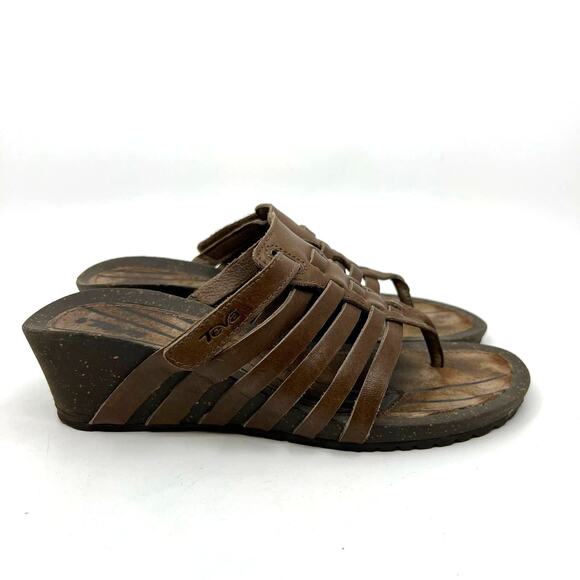 Teva Cabrillo Leather Wedge Sandals Brown Leather Women's 8 US - Picture 3 of 9
